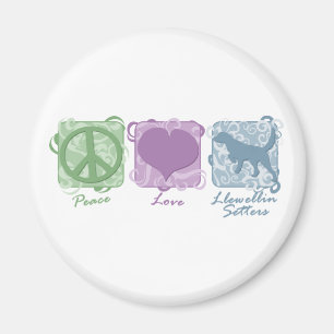 Aimant Paix, amour, et poseurs en pastel de Llewellin
