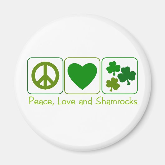 Aimant Paix, Amour et Shamrocks (Devant)