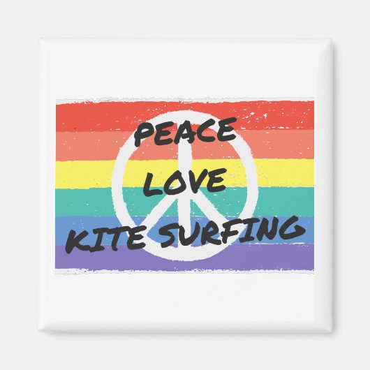 Aimant Paix. Amour. Kite surf (Devant)