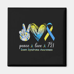 Aimant Paix Amour T21 Sensibilisation au Syndrome de Down