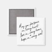 Aimant Paix écrite à la main Amour & Espoir Spirituel BW (Recto/Verso)