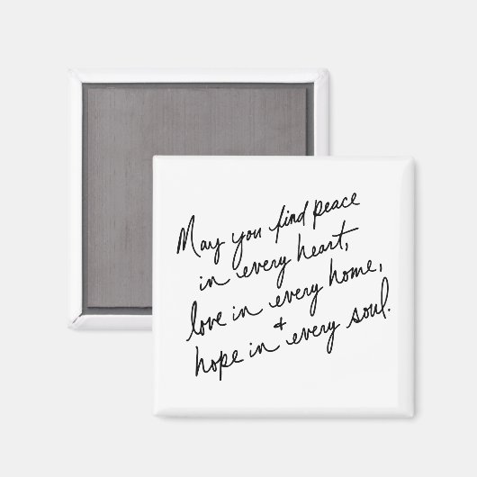 Aimant Paix écrite à la main Amour & Espoir Spirituel BW (Recto/Verso)
