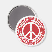 Aimant Paix par une puissance de feu supérieure - Rouge (Recto/Verso)