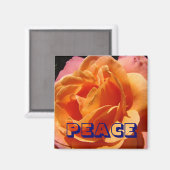 aimant PAIX Rose Orange Fleur nature (Recto/Verso)