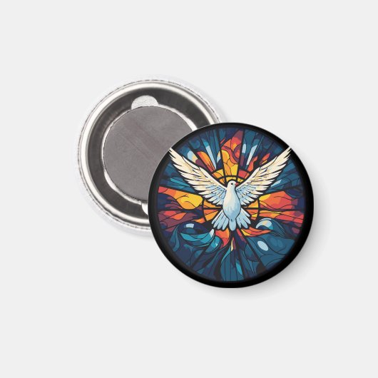 Aimant Paix sur Terre Vitrail Dove Conception de Noël (Recto/Verso)