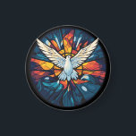 Aimant Paix sur Terre Vitrail Dove Conception de Noël<br><div class="desc">Peace on Earth Conception de colombe en verre tendu</div>