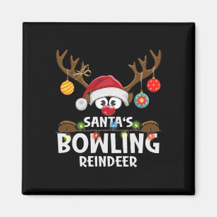 Aimant Pajama de la famille de Noël Père Noël Bowling Rei
