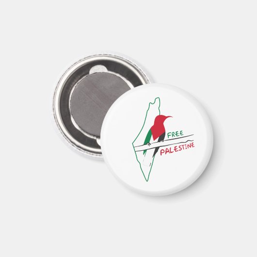 Aimant Palestinian flag map bird keychain button (Recto/Verso)