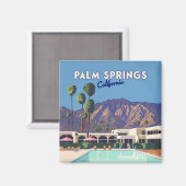 Aimant Palm Springs California Pool Hotel Trees Retro (Recto/Verso)