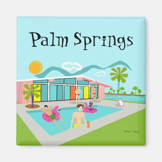 Aimant Palm Springs Retro Gay Flamant rose rose (Devant)