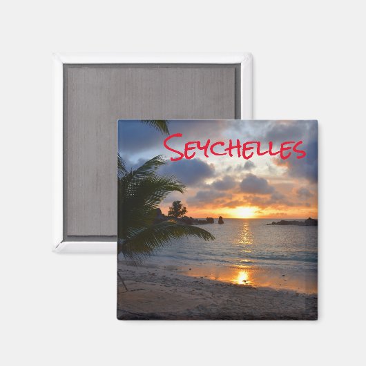 Aimant Palm Tree Beach Sunset de l'île tropicale des Seyc (Recto/Verso)