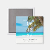 Aimant Palm Tree Florida Beach Wedding Enregistrer la dat (Recto/Verso)