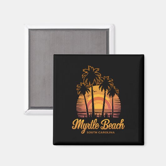 Aimant Palm Tree Sunset sud Carolina Myrtle Beach (Recto/Verso)