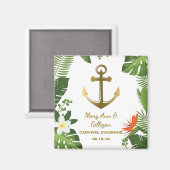Aimant Palm Tropical Feuilles Ancre nautique Mariage Fave (Recto/Verso)