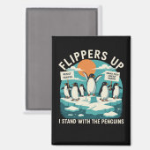 Aimant Palmes vers le haut Je me tiens avec des pingouins (Recto/Verso)