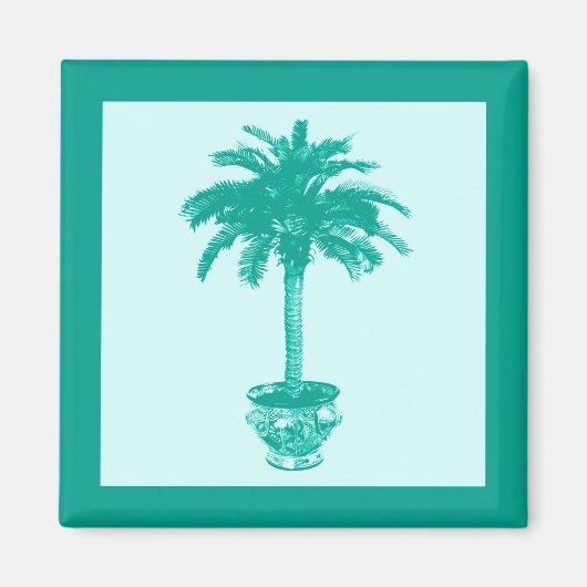 Aimant Palmier à pointes - turquoise et aqua (Devant)