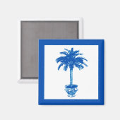 Aimant Palmier en pot - bleu cobalt et blanc (Recto/Verso)
