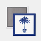 Aimant Palmier pointillé - bleu marine et blanc (Recto/Verso)