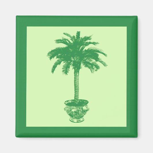 Aimant Palmier pointillé - émeraude et vert clair (Devant)