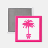 Aimant Palmier pointillé - rose fuchsia et blanc (Recto/Verso)