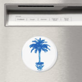 Aimant Palmier pointilleux - bleu cobalt et blanc (In Situ (Lave-vaisselle))