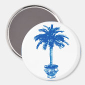 Aimant Palmier pointilleux - bleu cobalt et blanc (Recto/Verso)