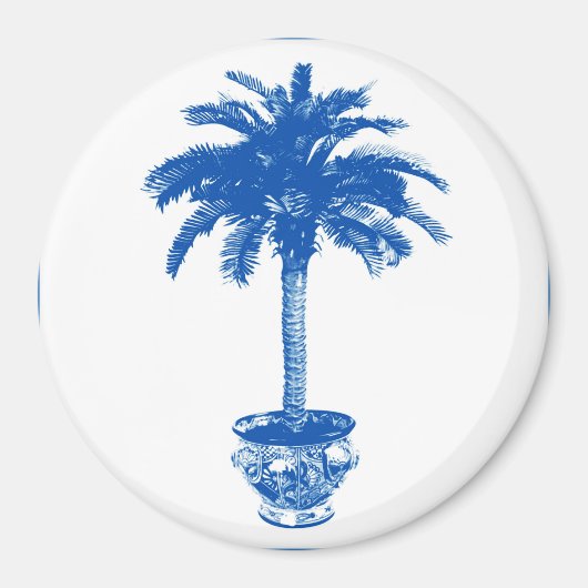 Aimant Palmier pointilleux - bleu cobalt et blanc (Devant)