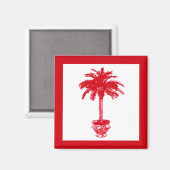 Aimant Palmier pointu - rouge et blanc foncé (Recto/Verso)