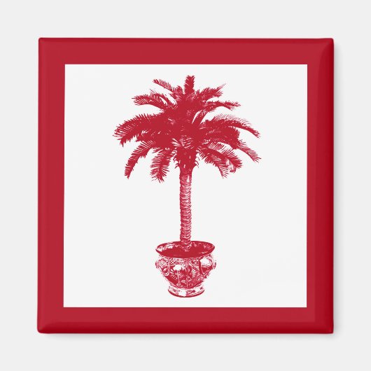 Aimant Palmier pointu - rouge et blanc foncé (Devant)