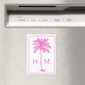 Aimant Palmier rose et blanc Palmier Monogramme (In Situ (Lave-vaisselle))