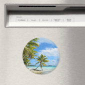 Aimant Palmier sable blanc plage magnétique rond (In Situ (Lave-vaisselle))