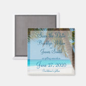 Aimant Palmiers Sur Le Mariage De Plage Économisez La Dat (Recto/Verso)