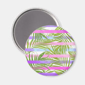 Aimant Palmiers tropicaux modernes violets roses rayures (Recto/Verso)