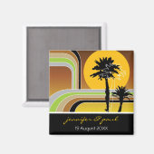 Aimant Palmiers Tropicaux Retro Sunset Sauvegardez La Dat (Recto/Verso)