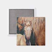 Aimant Palomino Mare avec poulain crémello (Recto/Verso)