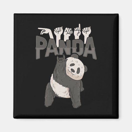 Aimant Panda Asl Gesture main Sourde Sensibilisation à la (Devant)