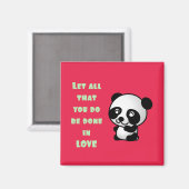 Aimant Panda avec une citation d'amour inspirationnelle (Recto/Verso)