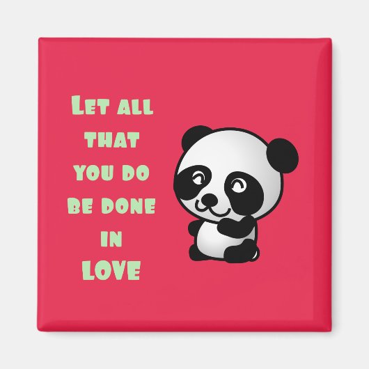 Aimant Panda avec une citation d'amour inspirationnelle (Devant)
