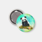 Aimant Panda bébé qui sent les fleurs (Recto/Verso)