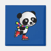 Aimant Panda de patinage, mignon et coloré (Devant)