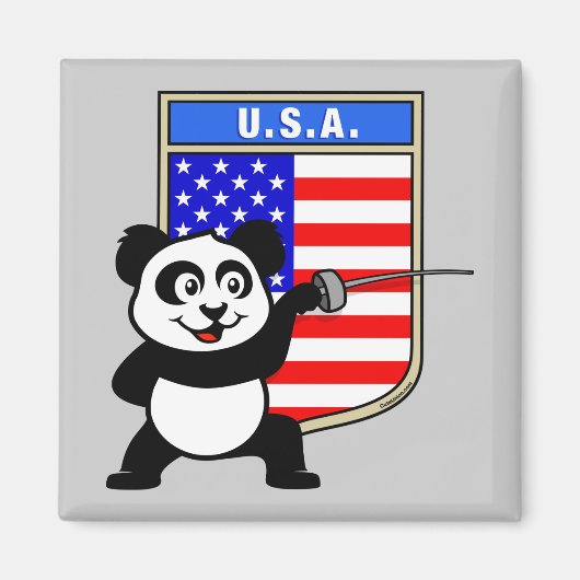 Aimant Panda d'escrime aux USA (Devant)