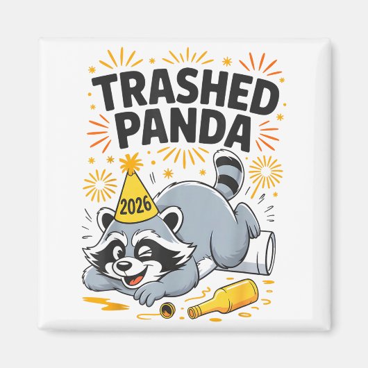 Aimant Panda Dévasté Nouvel An 2026 Drôle Raton Laveur Iv (Devant)