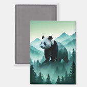 Aimant Panda Double exposition Animal Nature sauvage Art (Recto/Verso)