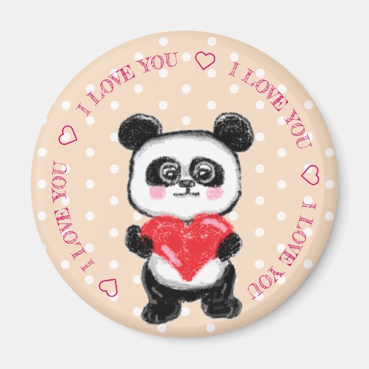 Aimant Panda et coeur (Devant)