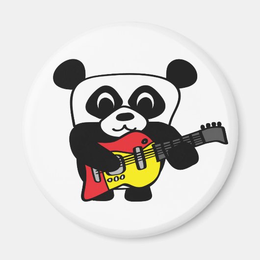 Aimant Panda garçon avec guitare électrique (Devant)