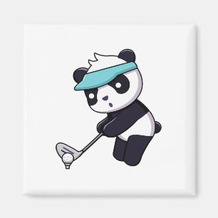 Aimant Panda Jouant au Golf Drôle de Golfeur Animal Panda