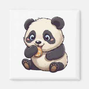Aimant Panda mange un biscuit