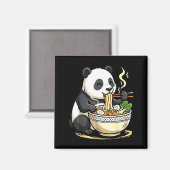 Aimant Panda mangeant des nouilles Ramen drôles (Recto/Verso)