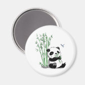 Aimant Panda mangeant du bambou (Recto/Verso)
