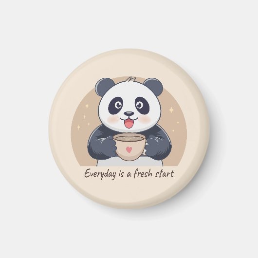 Aimant Panda Mignon avec Café (Devant)